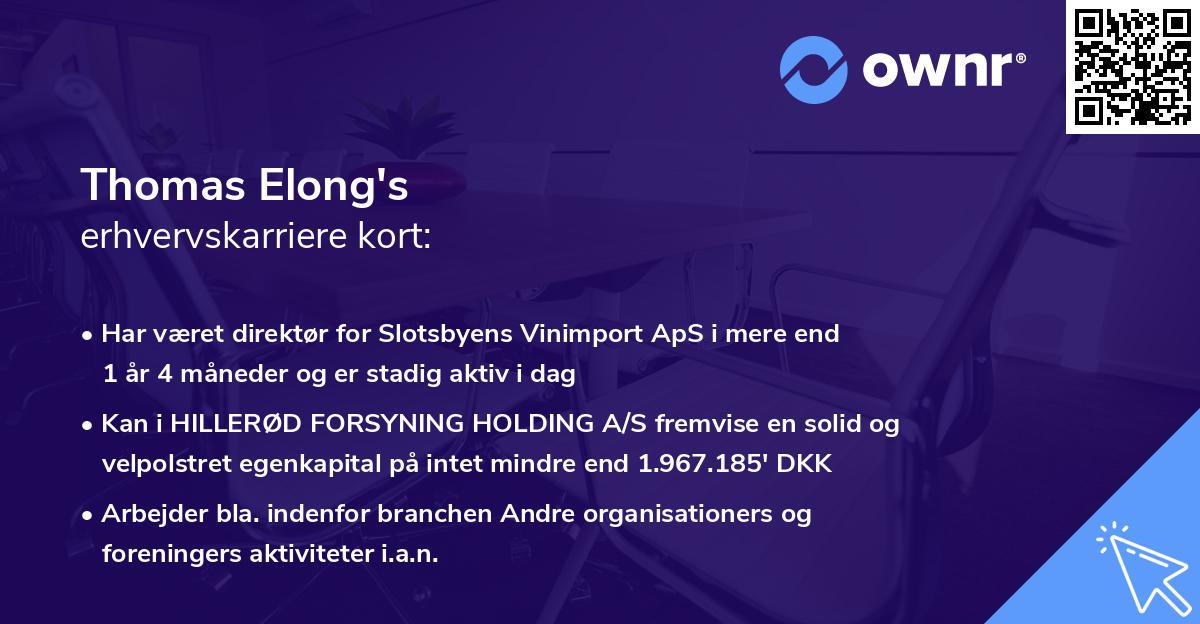 Thomas Elong's erhvervskarriere kort
