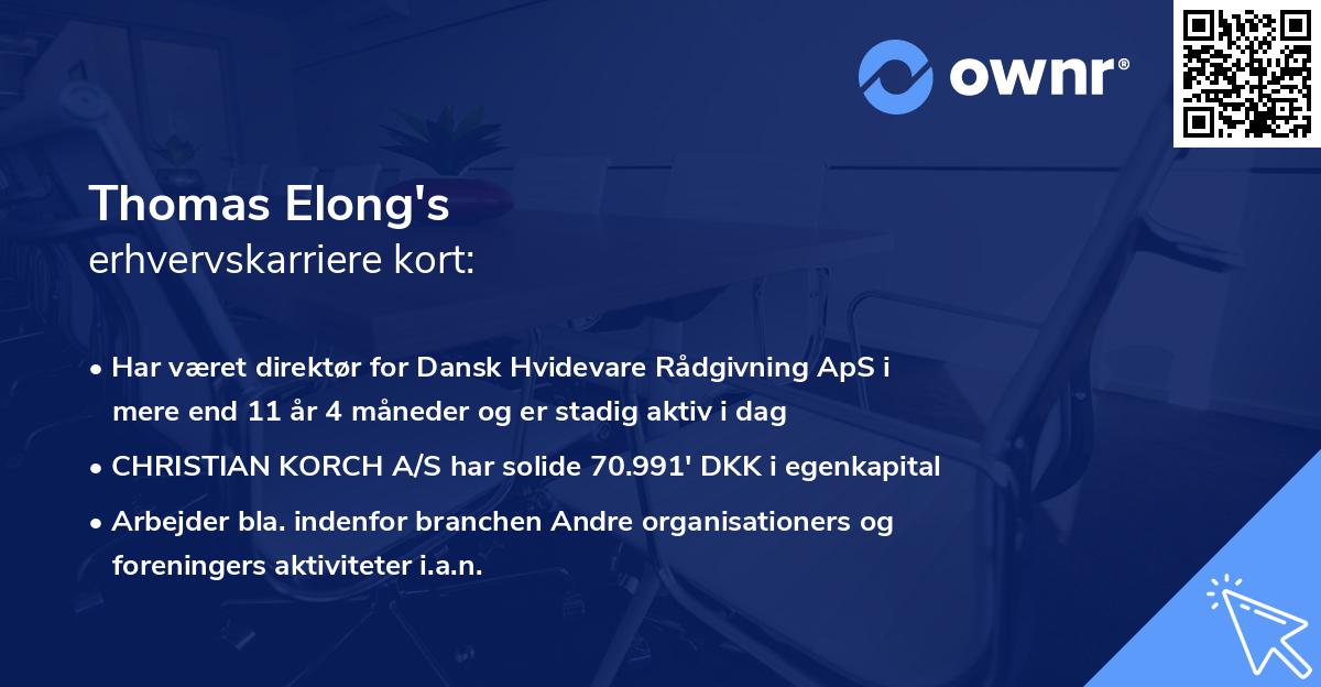 Thomas Elong's erhvervskarriere kort
