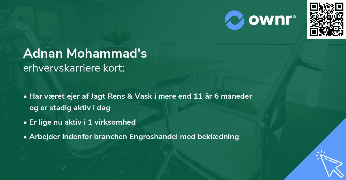 Adnan Mohammad's erhvervskarriere kort