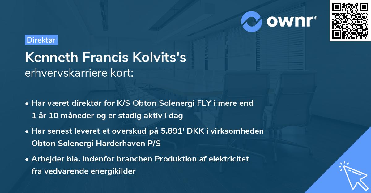 Kenneth Francis Kolvits's erhvervskarriere kort