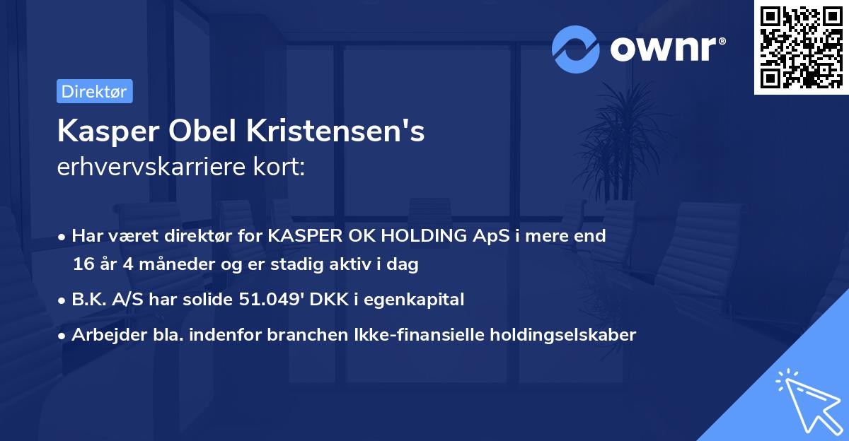 Kasper Obel Kristensen's erhvervskarriere kort