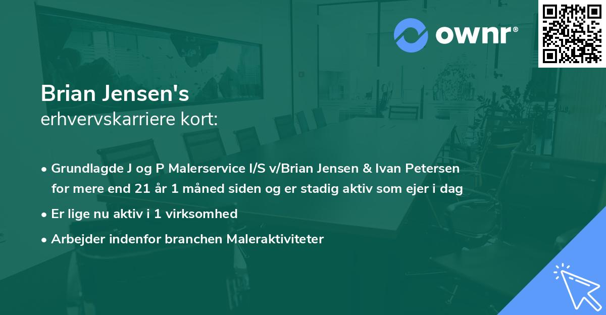 Brian Jensen's erhvervskarriere kort