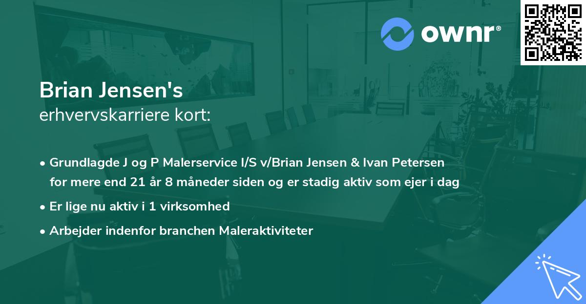 Brian Jensen's erhvervskarriere kort