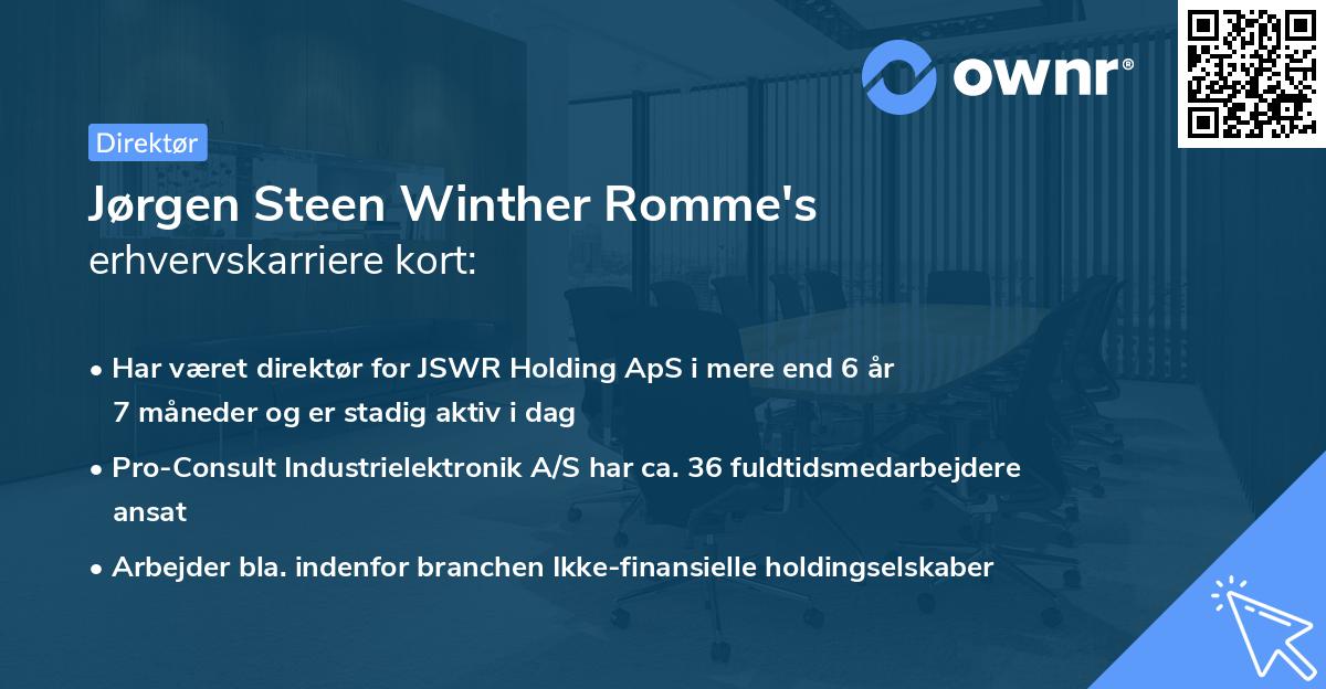 Jørgen Steen Winther Romme's erhvervskarriere kort