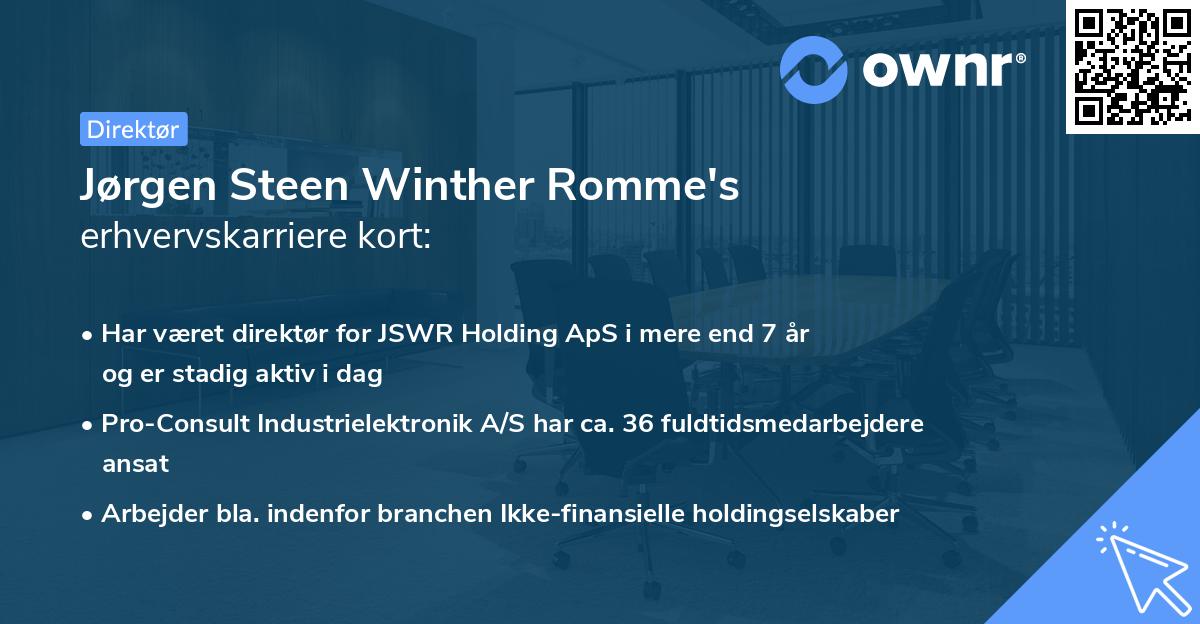 Jørgen Steen Winther Romme's erhvervskarriere kort