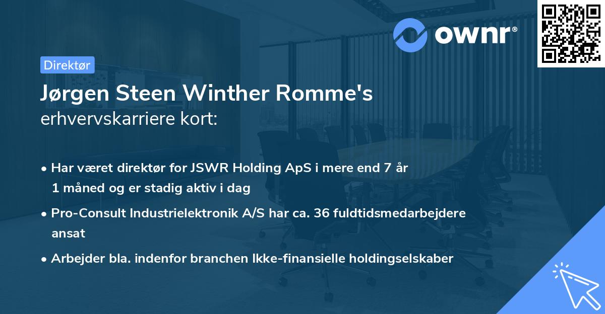 Jørgen Steen Winther Romme's erhvervskarriere kort