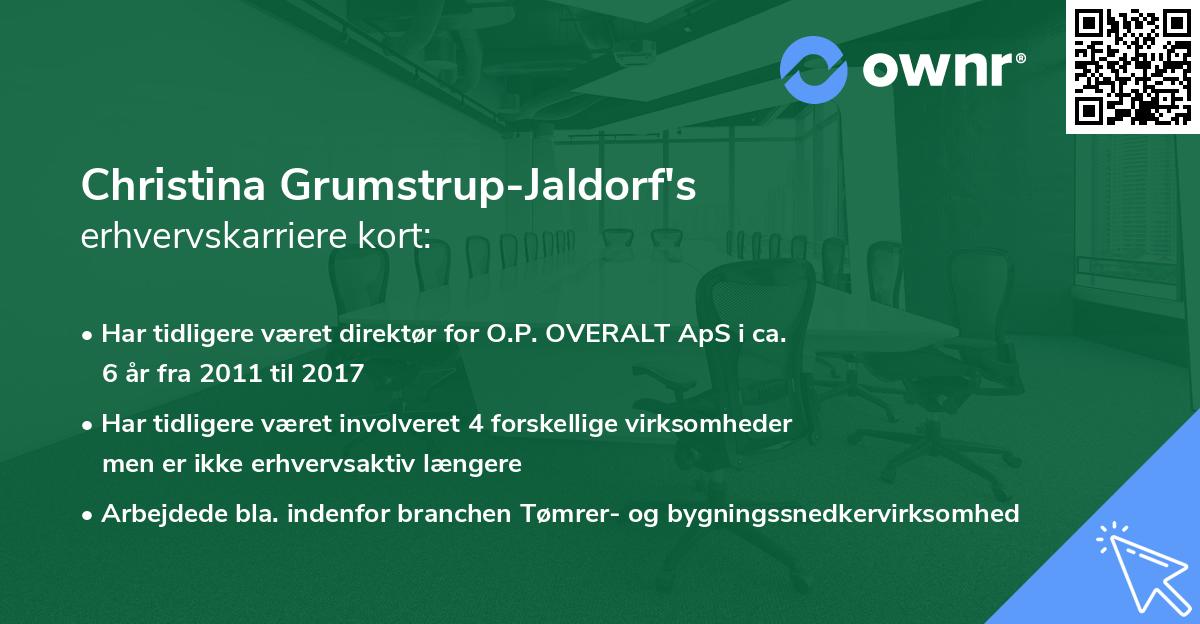 Christina Grumstrup-Jaldorf's erhvervskarriere kort