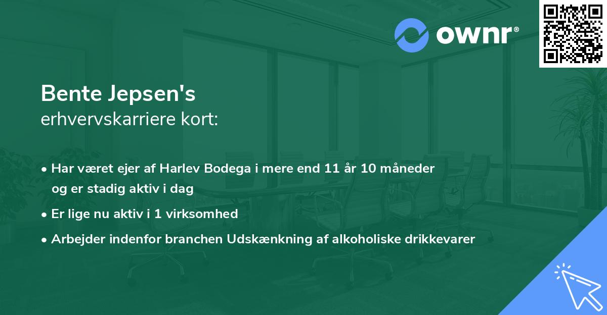 Bente Jepsen's erhvervskarriere kort