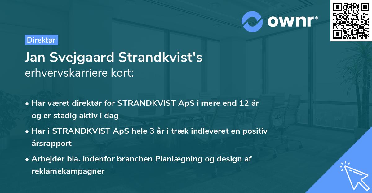 Jan Svejgaard Strandkvist's erhvervskarriere kort