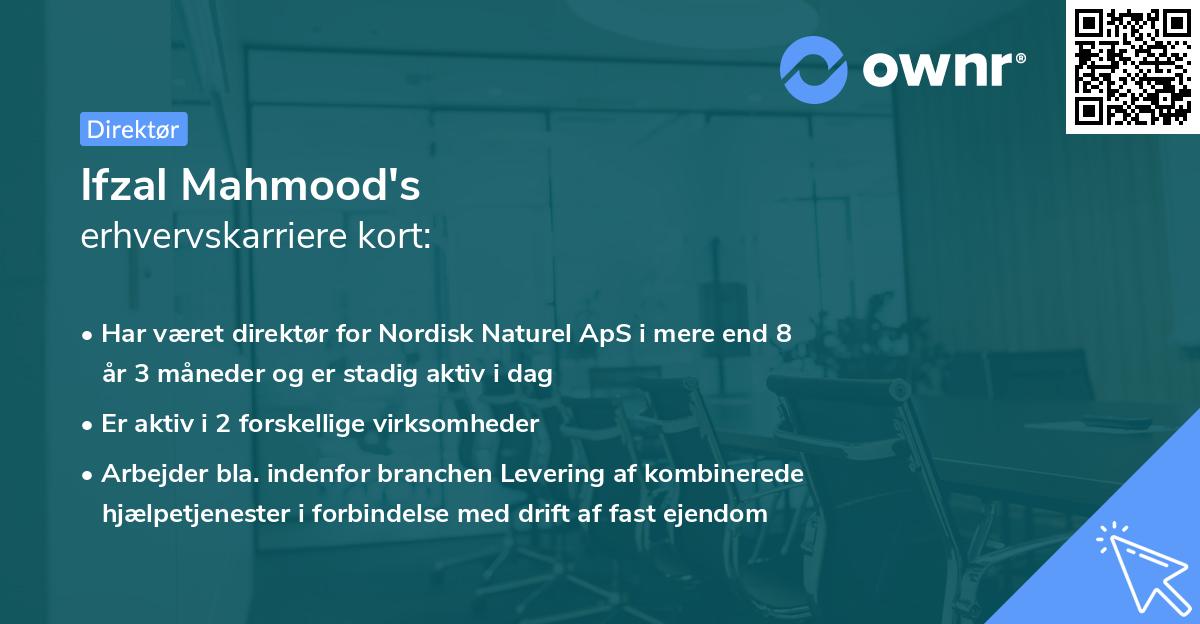 Ifzal Mahmood's erhvervskarriere kort