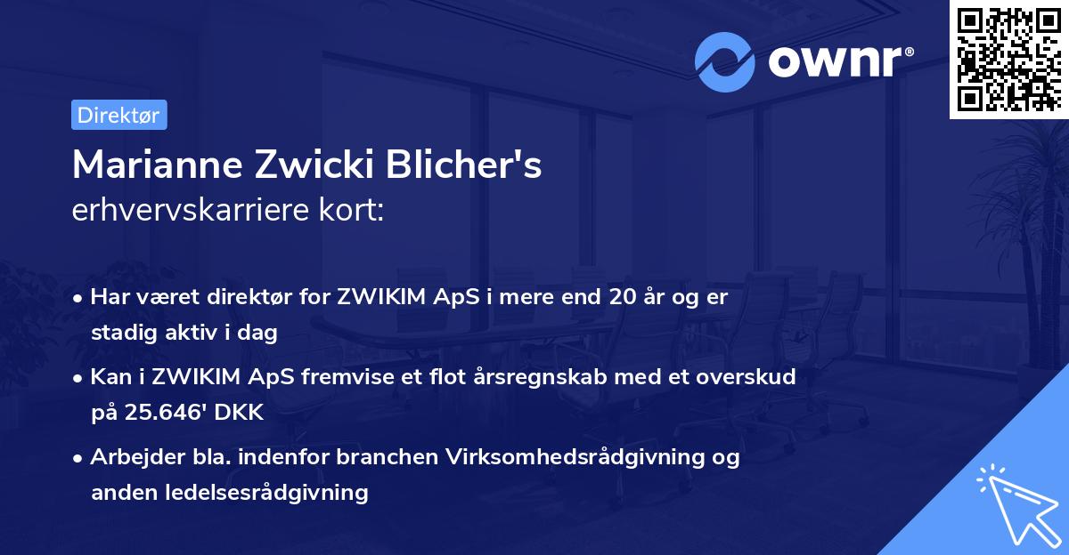 Marianne Zwicki Blicher's erhvervskarriere kort
