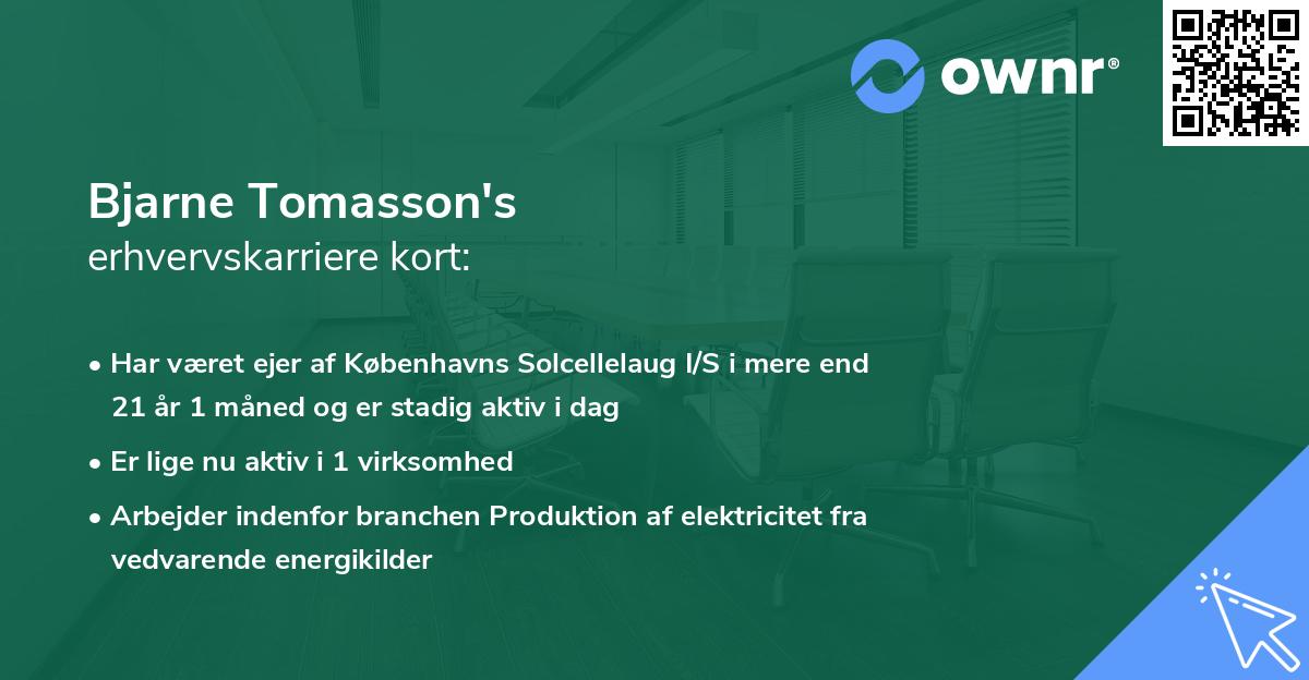 Bjarne Tomasson's erhvervskarriere kort