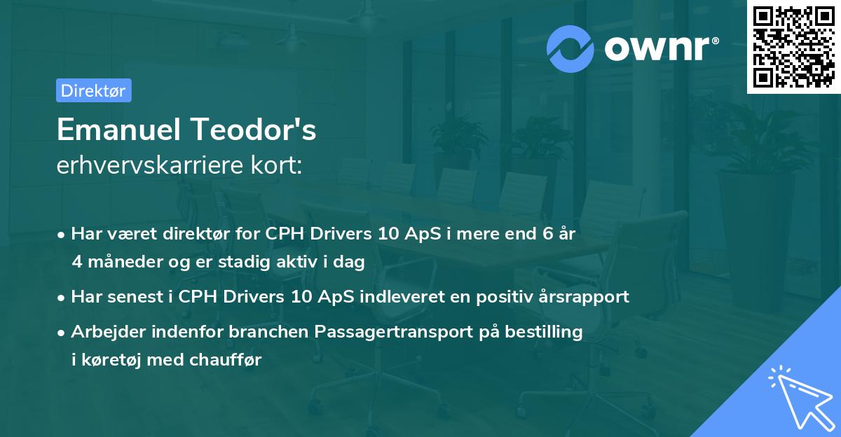 Emanuel Teodor's erhvervskarriere kort