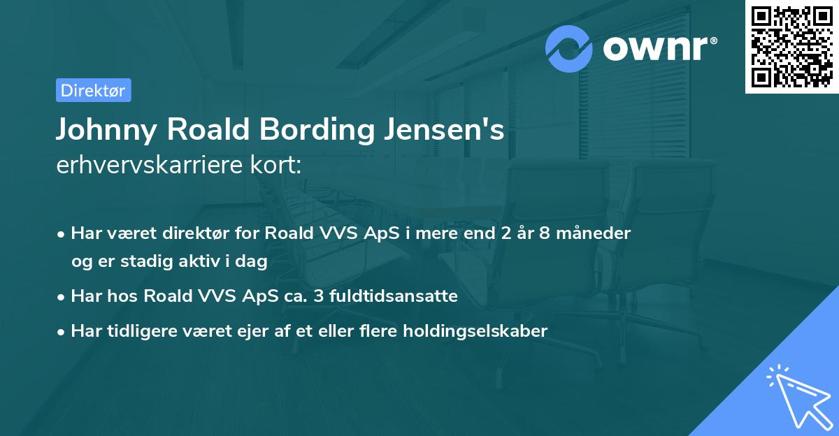 Johnny Roald Bording Jensen's erhvervskarriere kort