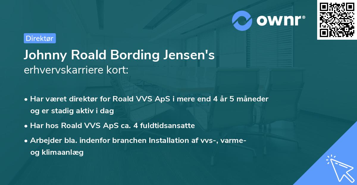 Johnny Roald Bording Jensen's erhvervskarriere kort