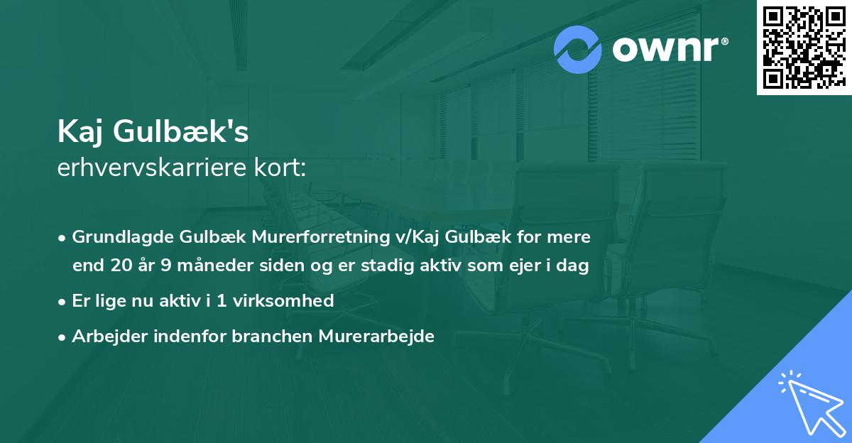 Kaj Gulbæk's erhvervskarriere kort