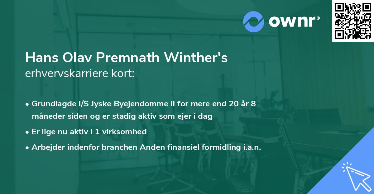 Hans Olav Premnath Winther's erhvervskarriere kort