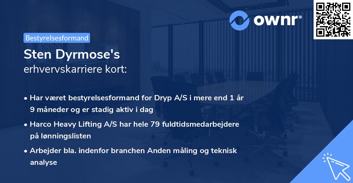 Sten Dyrmose's erhvervskarriere kort