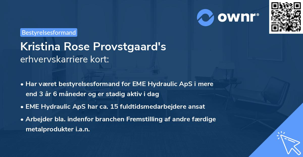 Kristina Rose Provstgaard's erhvervskarriere kort