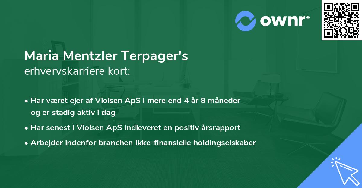 Maria Mentzler Terpager's erhvervskarriere kort
