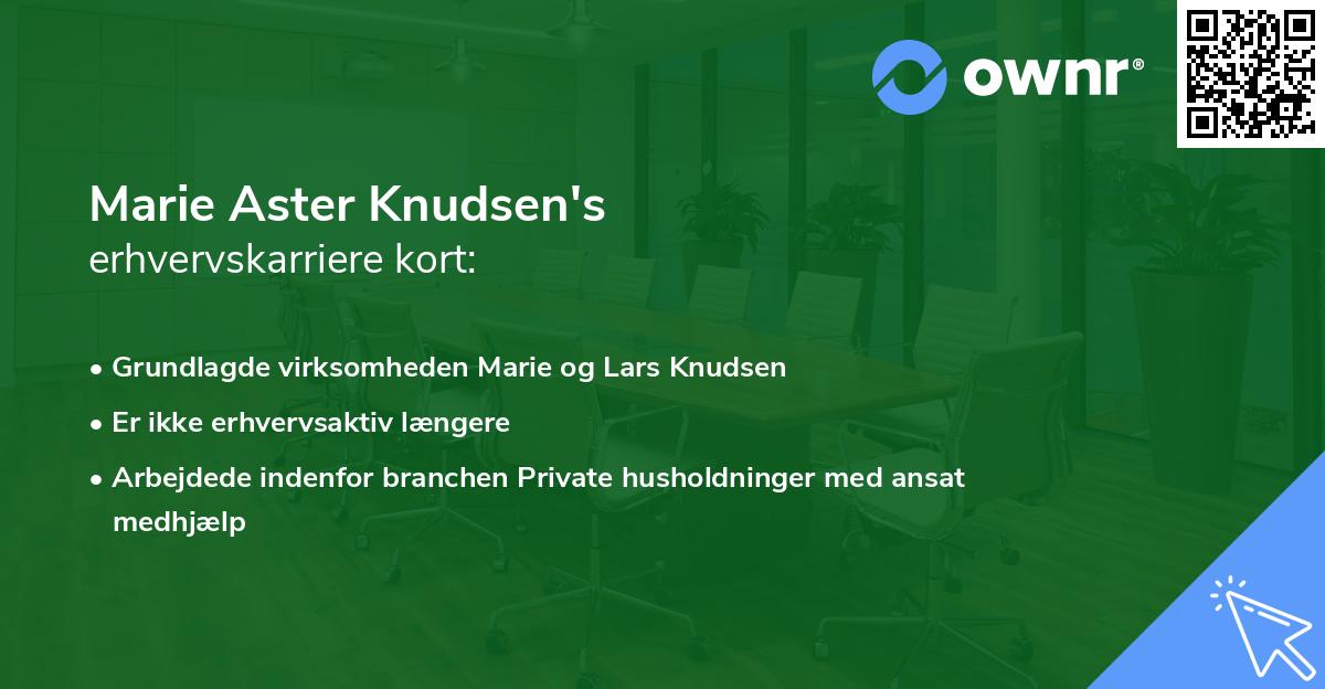 Marie Aster Knudsen's erhvervskarriere kort