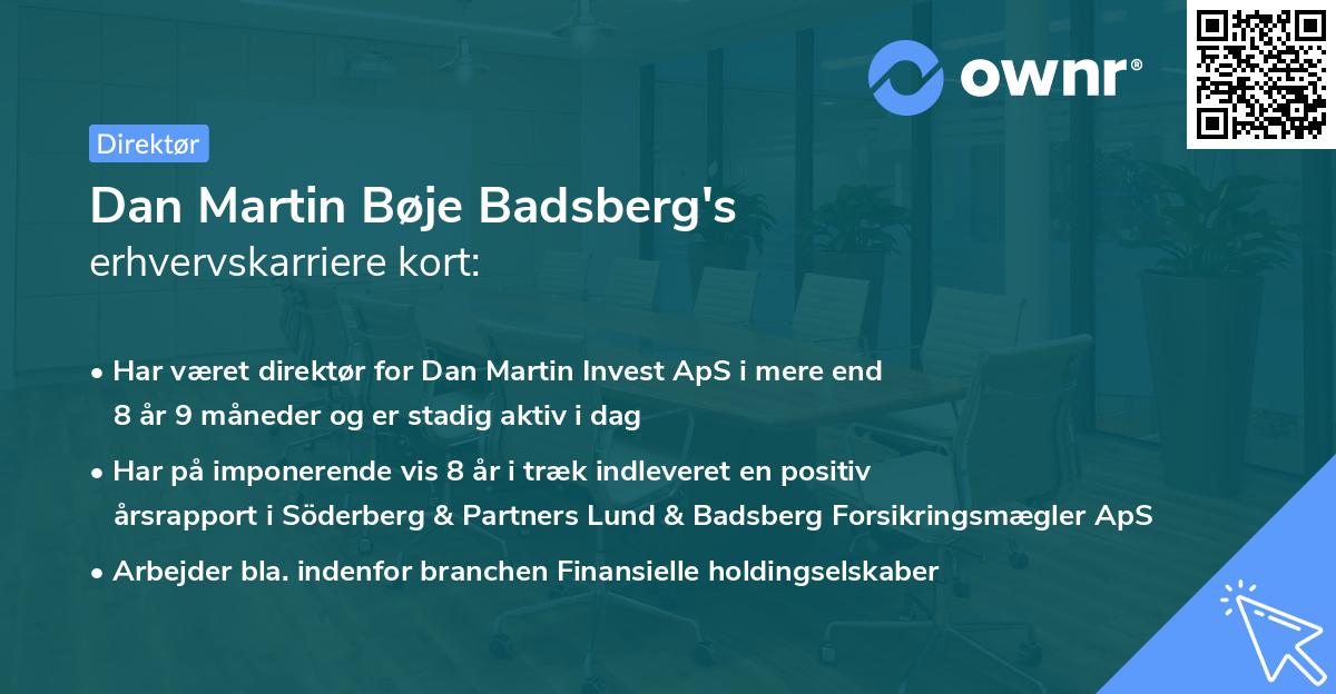 Dan Martin Bøje Badsberg's erhvervskarriere kort