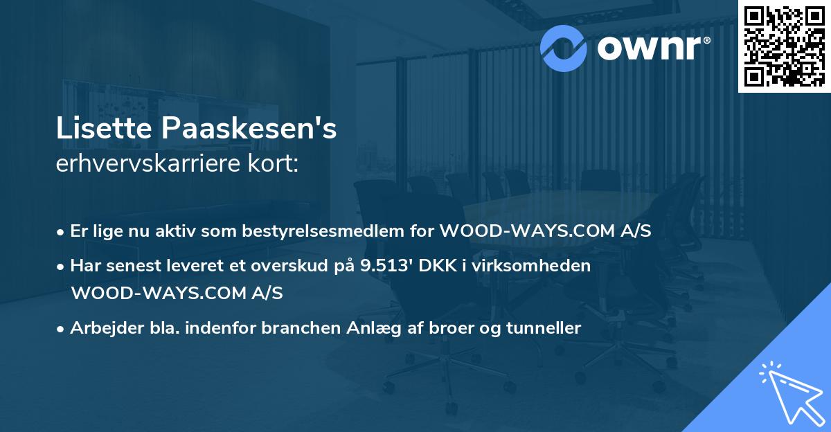 Lisette Paaskesen's erhvervskarriere kort