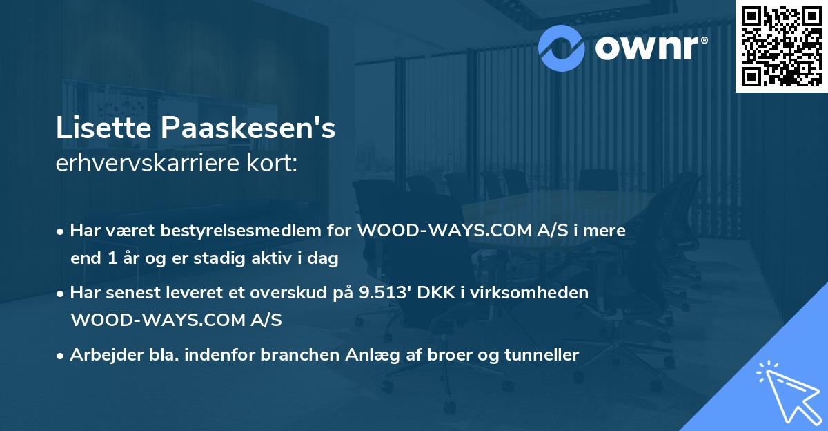 Lisette Paaskesen's erhvervskarriere kort