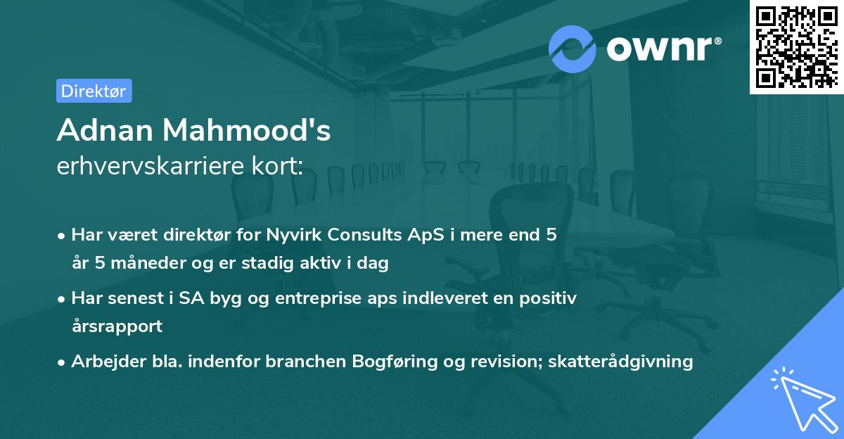 Adnan Mahmood's erhvervskarriere kort