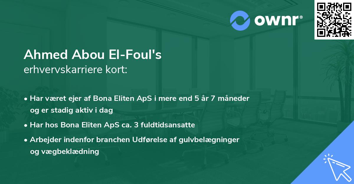 Ahmed Abou El-Foul's erhvervskarriere kort
