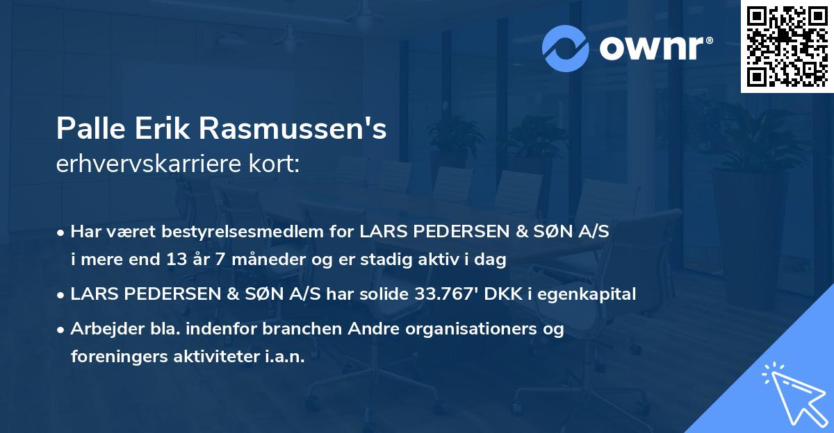 Palle Erik Rasmussen's erhvervskarriere kort