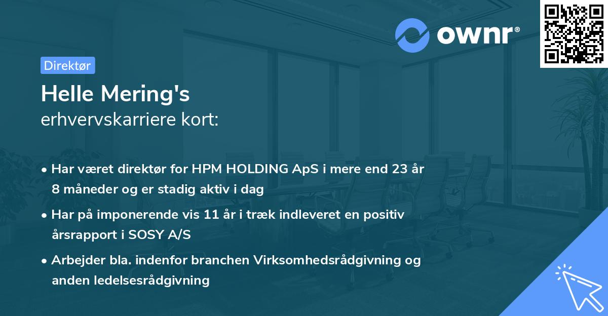Helle Mering's erhvervskarriere kort