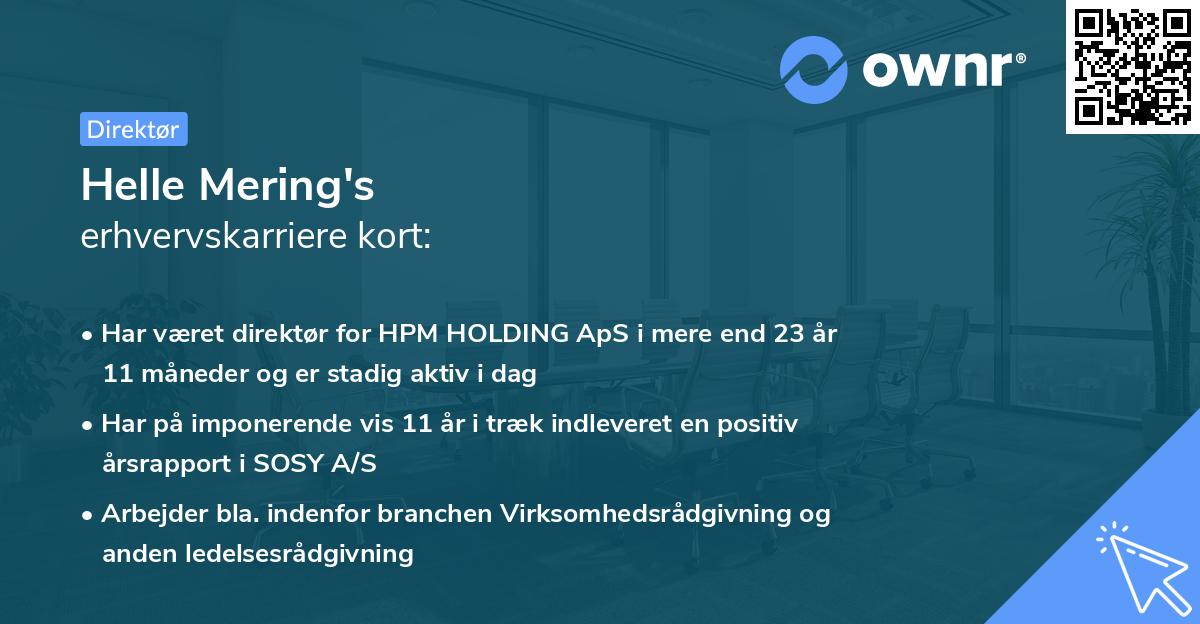 Helle Mering's erhvervskarriere kort