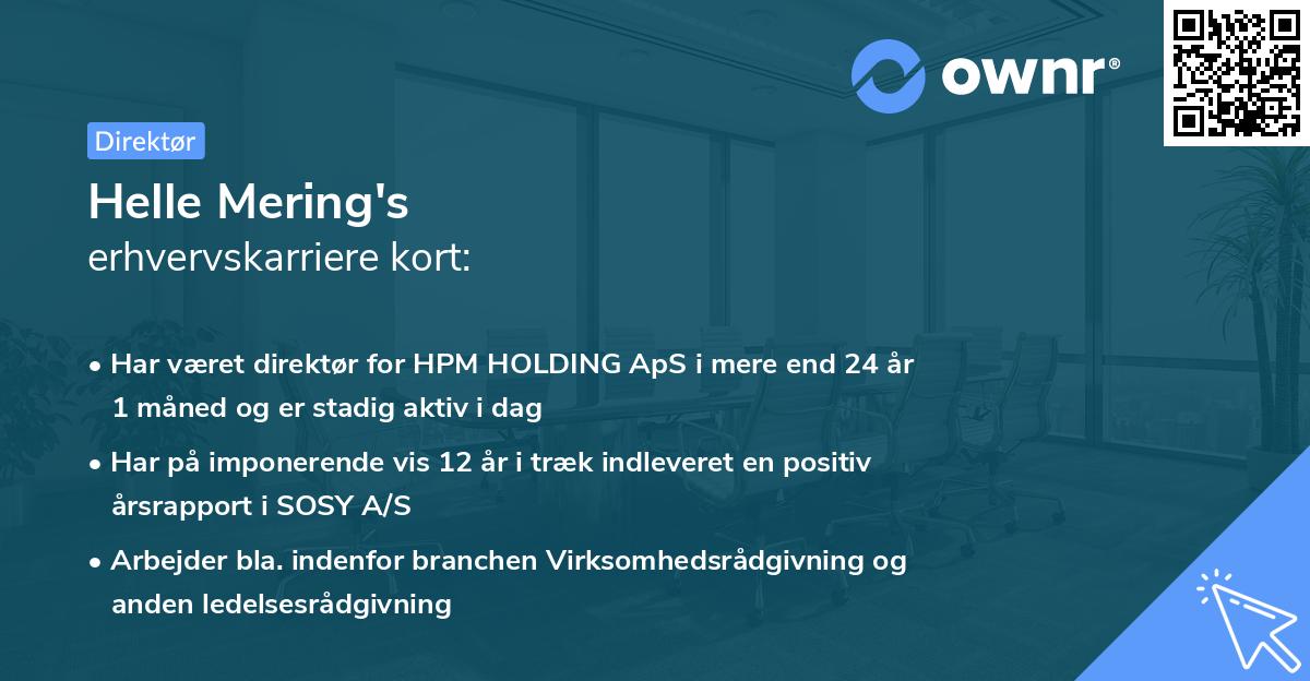 Helle Mering's erhvervskarriere kort