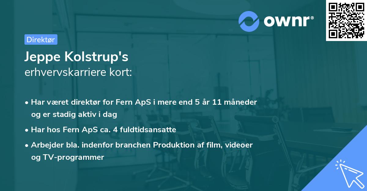 Jeppe Kolstrup's erhvervskarriere kort