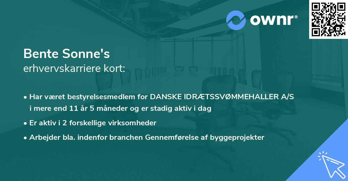 Bente Sonne's erhvervskarriere kort