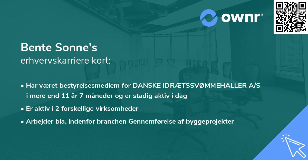 Bente Sonne's erhvervskarriere kort