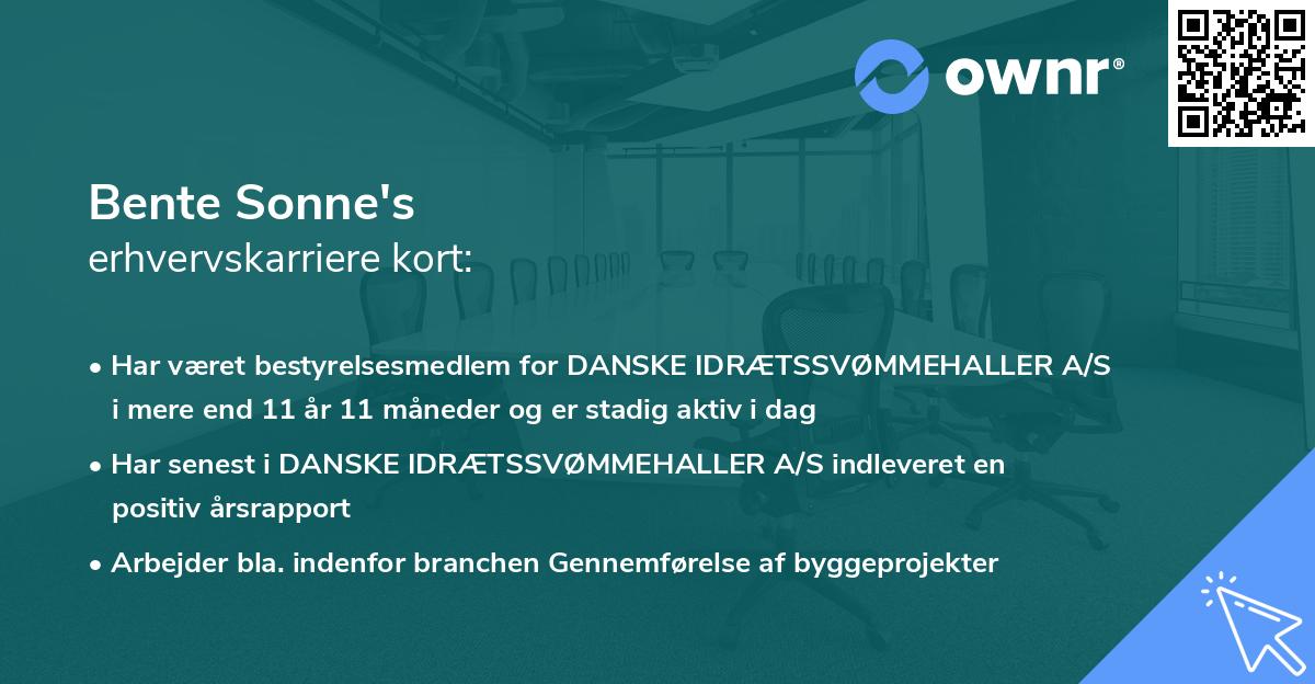 Bente Sonne's erhvervskarriere kort