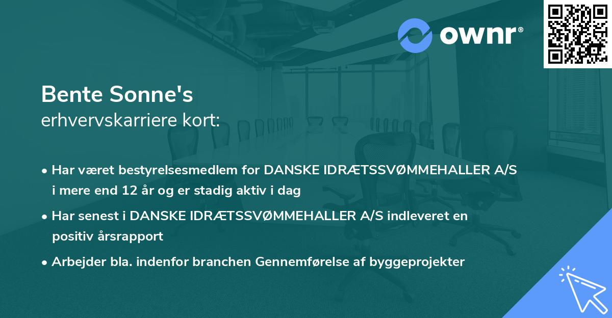 Bente Sonne's erhvervskarriere kort
