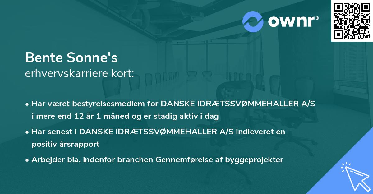 Bente Sonne's erhvervskarriere kort