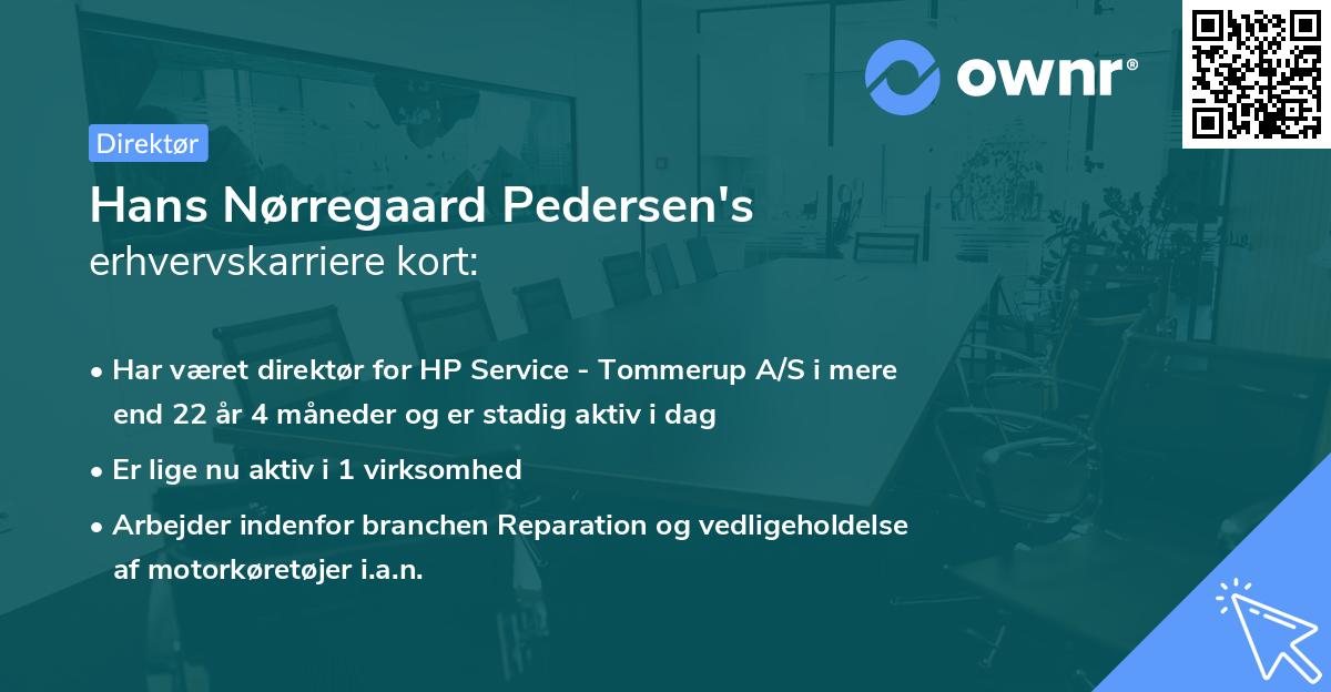 Hans Nørregaard Pedersen's erhvervskarriere kort