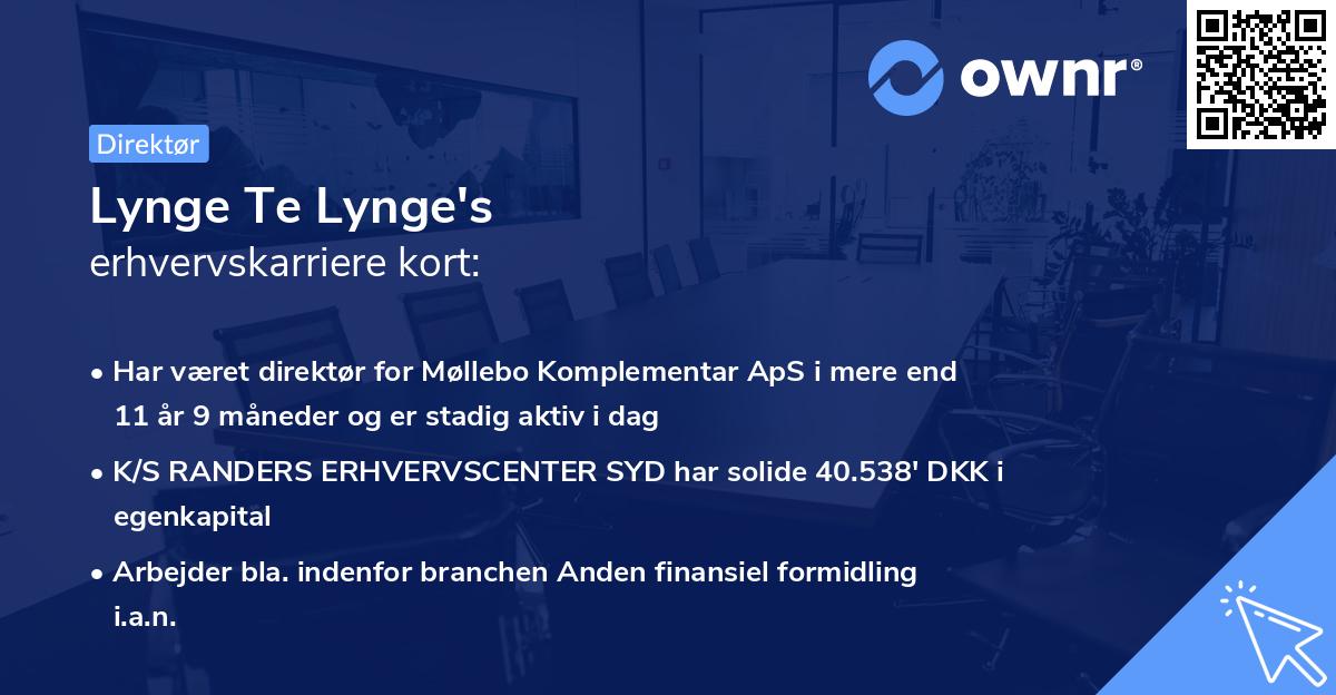 Lynge Te Lynge's erhvervskarriere kort