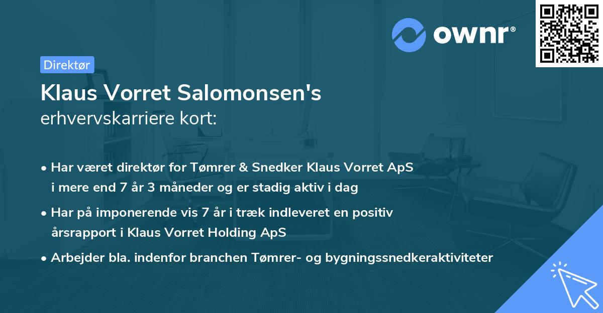 Klaus Vorret Salomonsen's erhvervskarriere kort