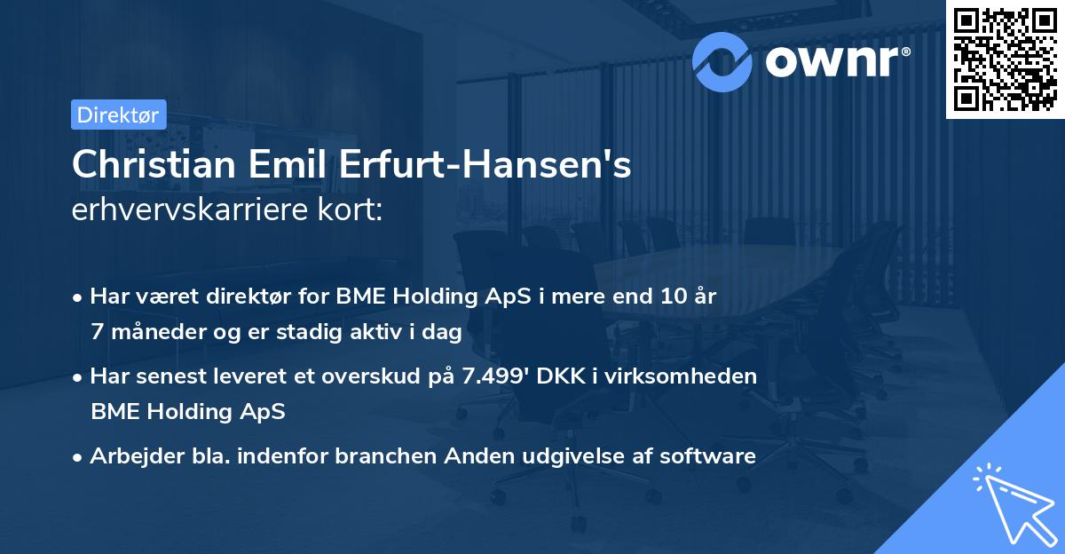 Christian Emil Erfurt-Hansen's erhvervskarriere kort
