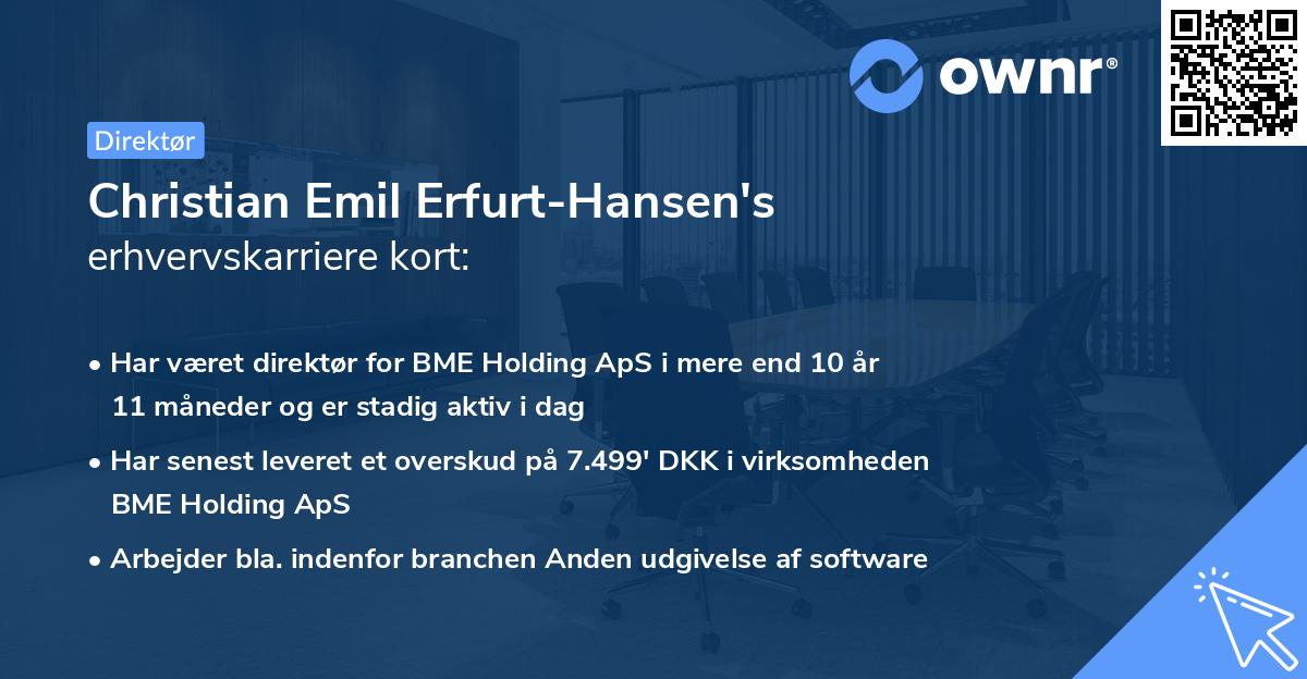 Christian Emil Erfurt-Hansen's erhvervskarriere kort
