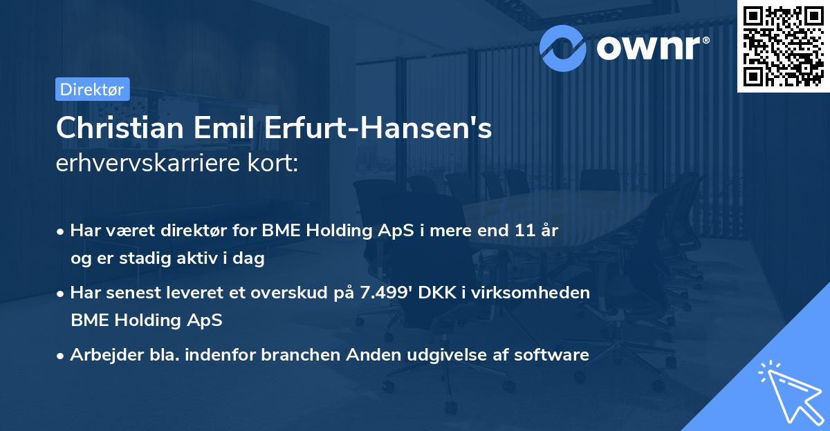 Christian Emil Erfurt-Hansen's erhvervskarriere kort