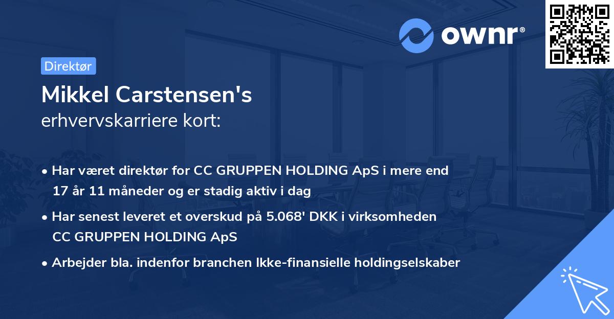 Mikkel Carstensen's erhvervskarriere kort
