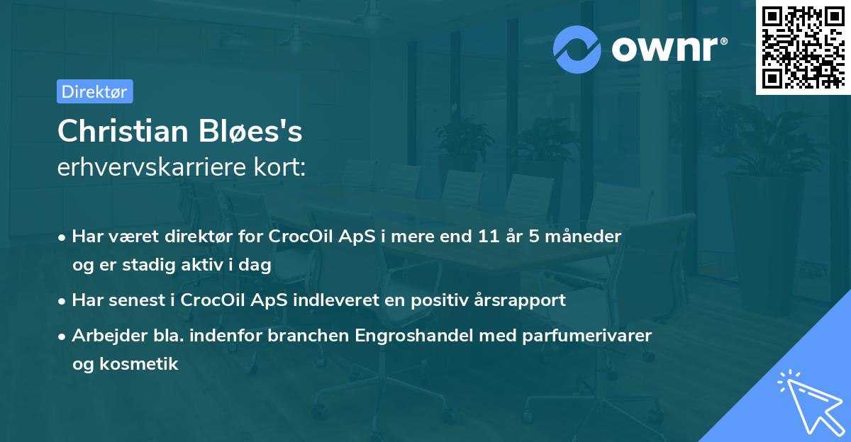 Christian Bløes's erhvervskarriere kort