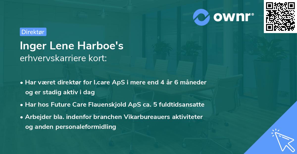 Inger Lene Harboe's erhvervskarriere kort