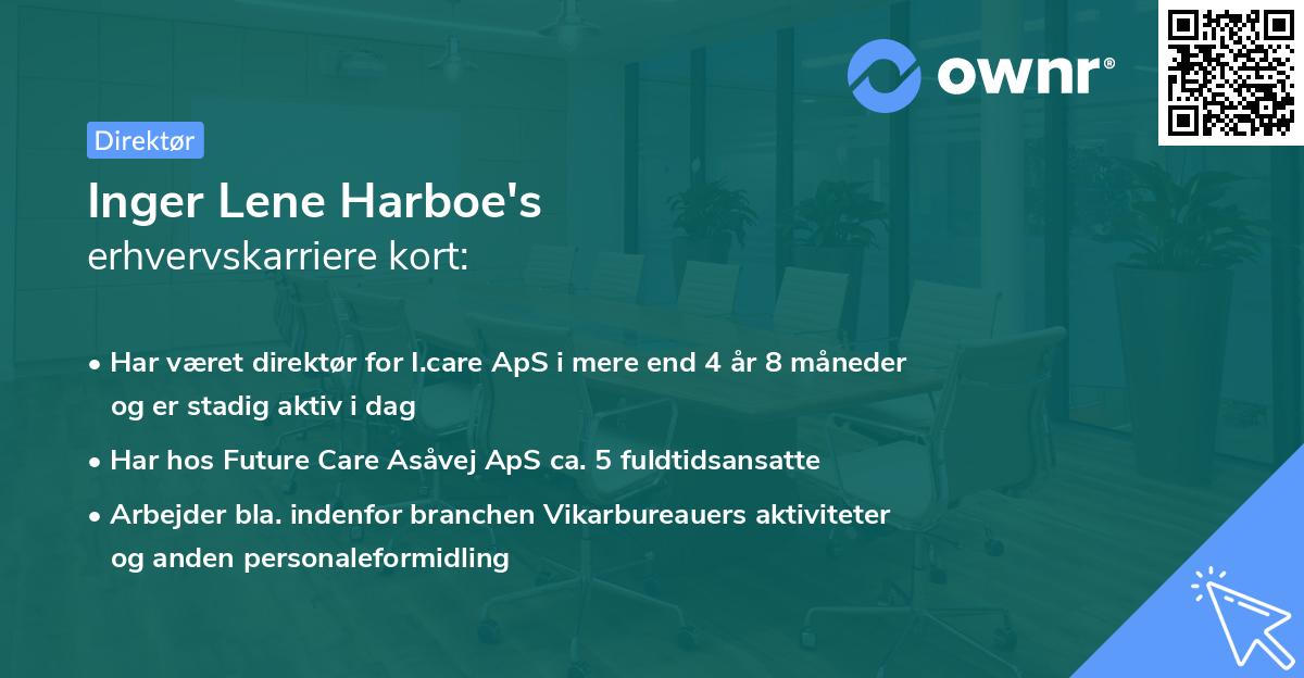 Inger Lene Harboe's erhvervskarriere kort